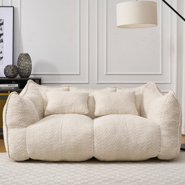 Soft Beanbag Chair With High Resilience Foam Core For Two People. The Comfortable Square Recliner Sofa Is Ideal For Family Members And Friends Engaged In Games, Reading, Watching Tv