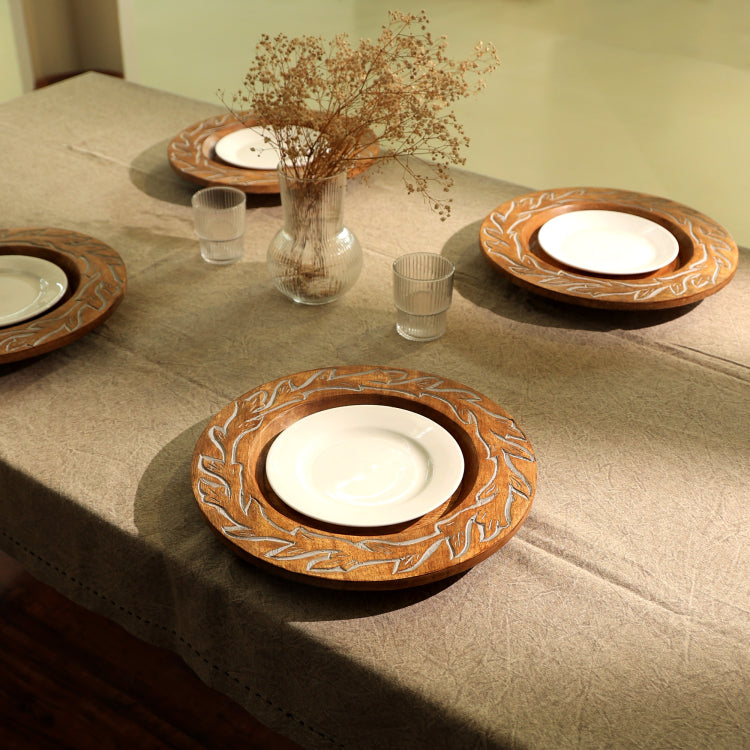 Handcrafted 13" Wood Charger Plate Wooden Dinning Placemat Artisan Wood Tableware