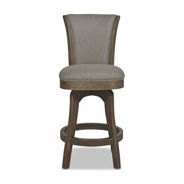 Henry 27" Armless Swivel Counter Height Bar Stool, Heathered Grey Linen
