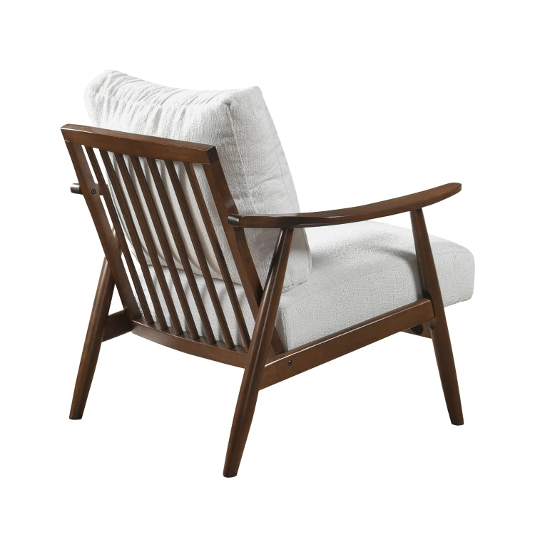 Modern Living Room 1Pc Beige Accent Chair Solid Wood Brown Finish Wooden Furniture