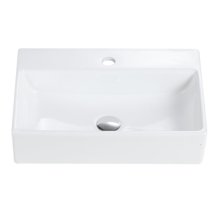 Bb15 20Y 301 20"X14" Integrated White Ceramic Bathroom Sink With 1 Faucet Hole, Without Overflow