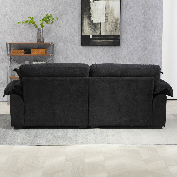 84" Chenille Sofa Small Sofa Loveseat Deep Seat Sofa Couch With 2 Throw Pillows & Memory Foam For Living Room Apartment Office Lounge Black