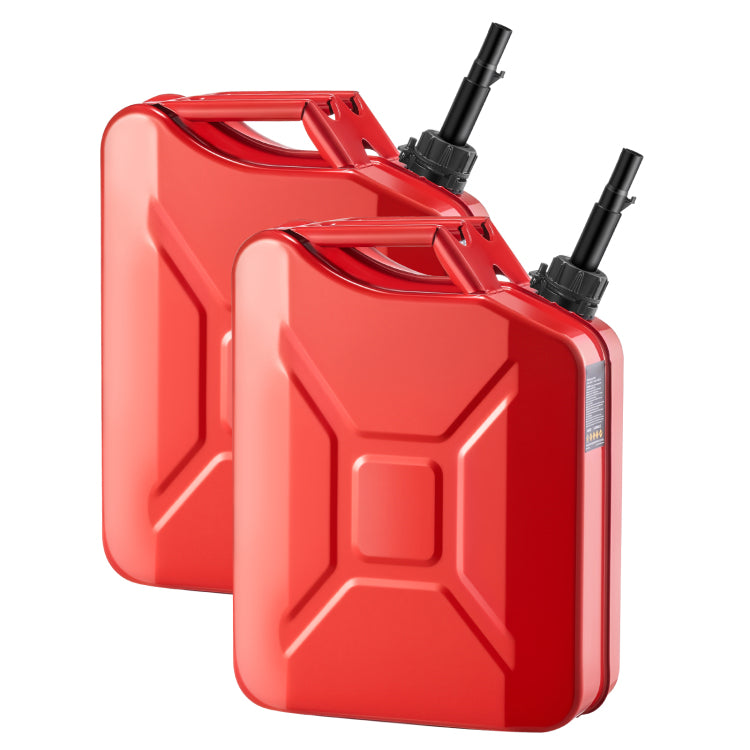 Metal Fuel Container, 5.3 Gallon, Fuel Jerry Can With Spout And Comfort Handle, 6 L Min Max Flow Rate, Leakproof & Corrosion Resistant Metal Gas Tank Most Cars Motorcycle Atv Utv, Red, 2 Packs