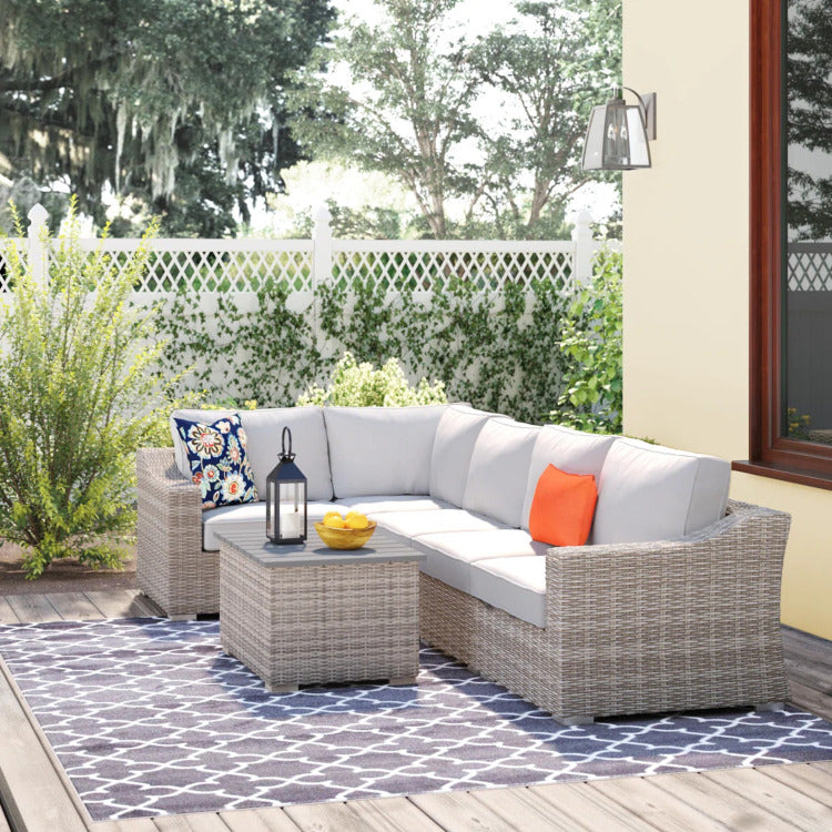 4 Person Wicker Outdoor Seating Set Fully Assembled Garden Sofa Group