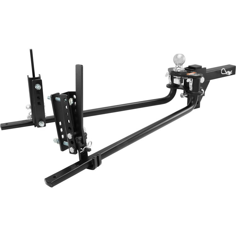 Weight Distribution Hitch, 1,500 Lbs Weight Distributing Hitches Kit With Sway Control For Trailer, 2 In Solid Steel Shank, 2 5 16 In Alloy Steel Ball, Powder Coated Load Leveling Hitch, Black