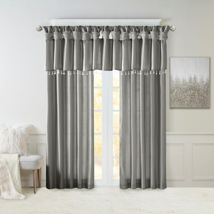 Twist Tab Lined Window Curtain Panel Charcoal 50X84"