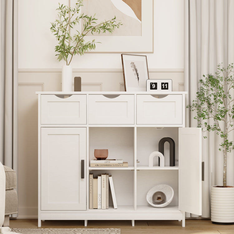 Storage Cabinets,Wooden Floor Cabinet,With Drawers And Shelves Storage Cabinets,Accent Cabinet For Living Room,Bedroom,Bathroom Furniture Home Decor White