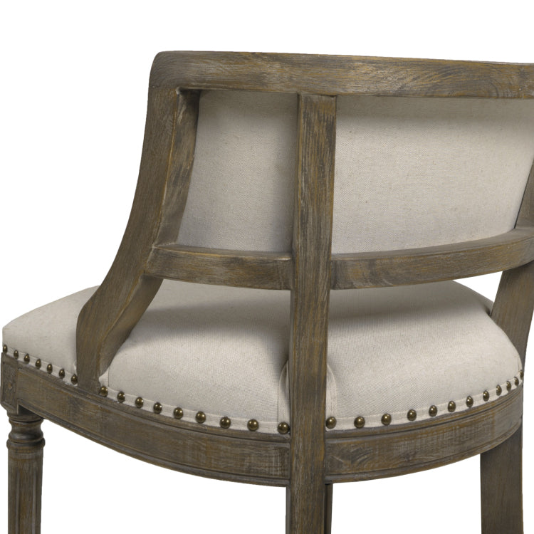 Paris 26.5" Farmhouse Counter Height Bar Stool With Backrest, Light Beige Linen