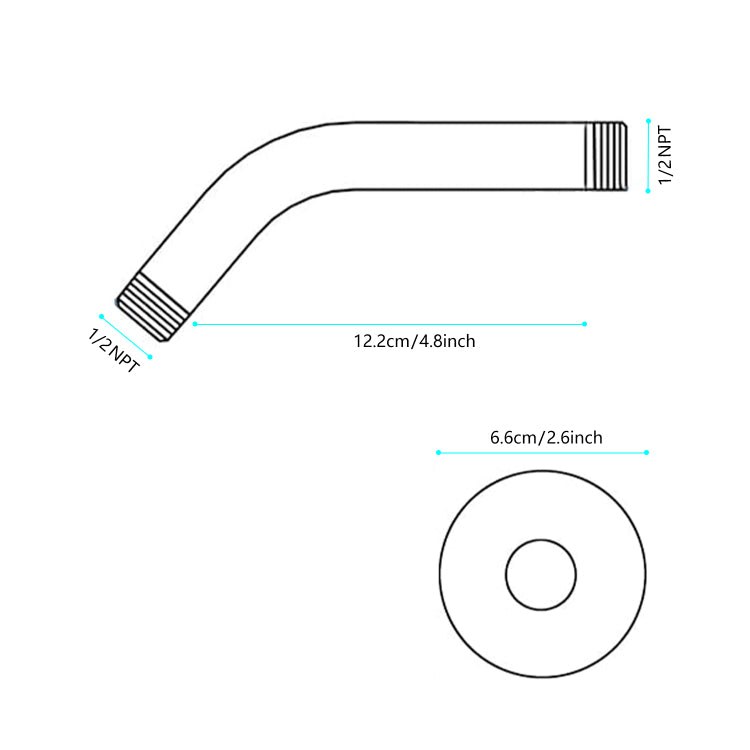 Shower Arm With Flange, 1 2 Npt Tapered Threads, Rain Shower Head Arm, Wall Mount Shower Extension Arm
