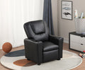 Carisa 23"W Black Pu Leather Kids Recliner Chair With Cupholder
