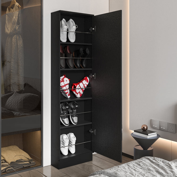 Ruan Xl Shoe Rack, Mirror, Five Interior Shelves, Single Door Cabinet