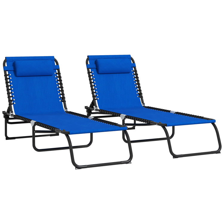 Outsunny Folding Chaise Lounge Pool Chair, Patio Sun Tanning Chair, Outdoor Lounge Chair With 4 Position Reclining Back, Mesh Seat For Beach, Yard, Patio, Blue