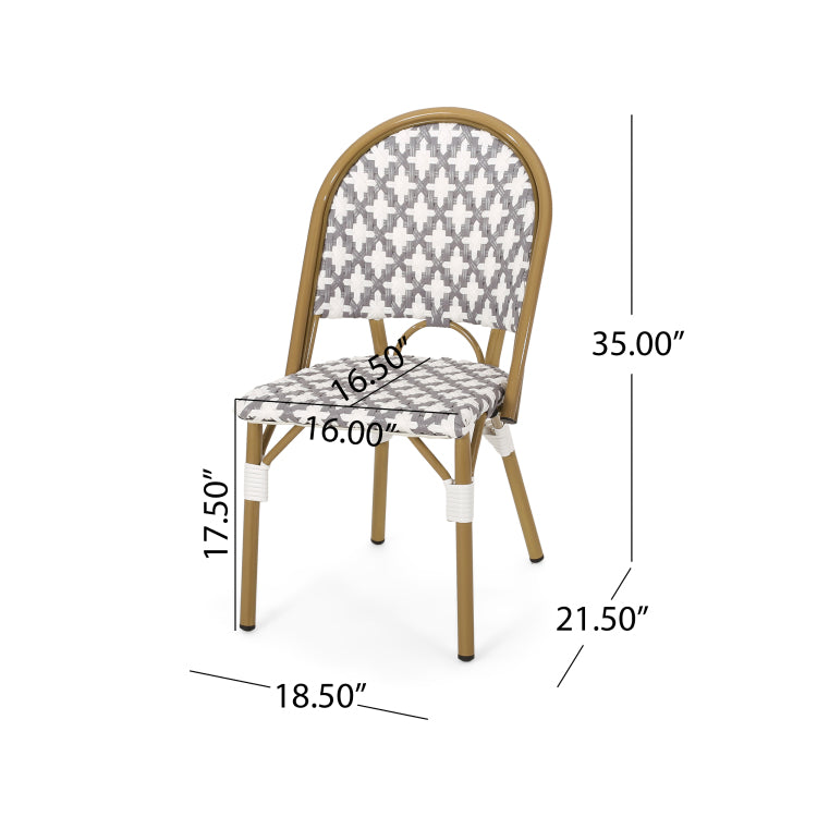 Outdoor PE Rattan and Aluminum French Bistro Chairs, no - white+gray - rust resistant frame - garden &