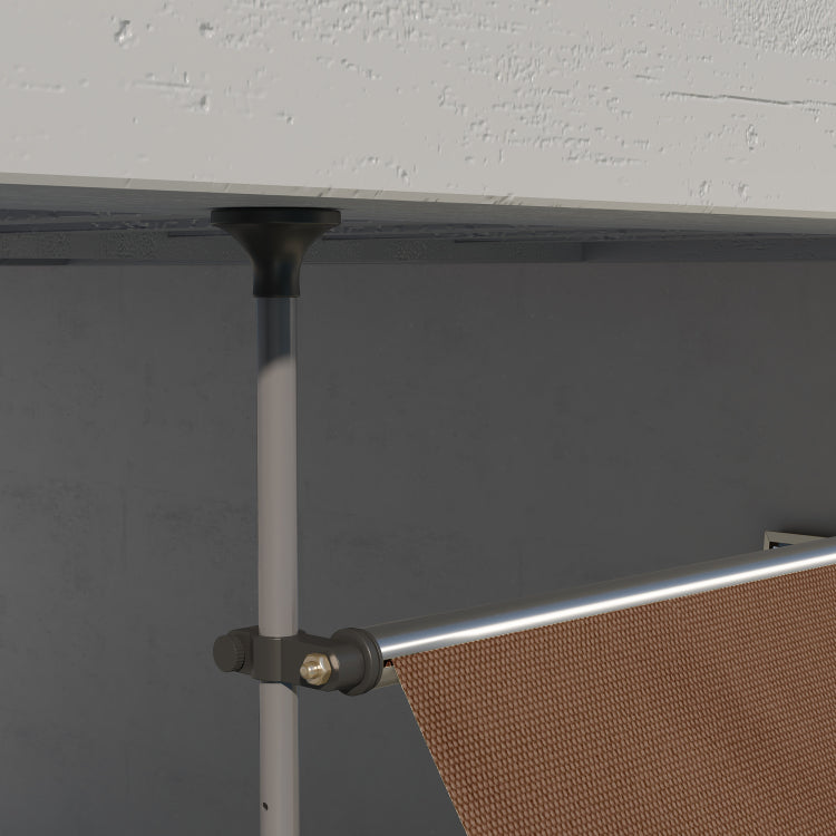 Outsunny Manual Retractable Awning, 118" Non Screw Freestanding Patio Sun Shade Shelter With Support Pole Stand And Uv Resistant Fabric, For Window, Door, Porch, Deck, Coffee