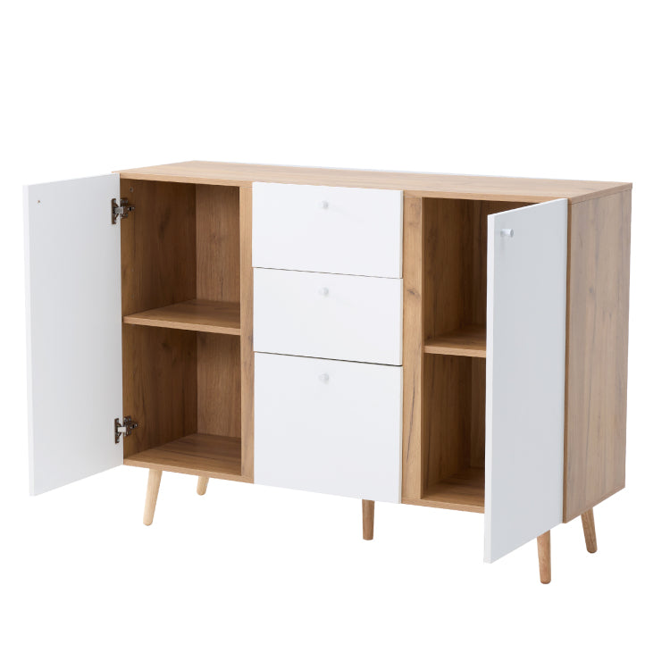 Sideboard Buffet Cabinet With 3 Drawers & 2 Doors,47.24"Buffet Cabinet With Adjustable Shelves For For Living Room Dining Room Hallway,Kitchen