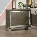 Modern Glam Bedroom Furniture Dark Champagne Finish Nightstand With 2 Drawers Wooden 1Pc Acrylic Legs