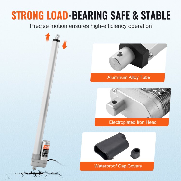 Linear Actuator 12V, 20 Inch Waterproof Ip65 Linear Actuator, 660Lbs 3000N 0.19" S Linear Motion Actuator With Mounting Bracket