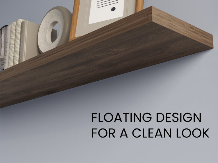 Greer Floating Shelf In Melamine X2, Dark Brown