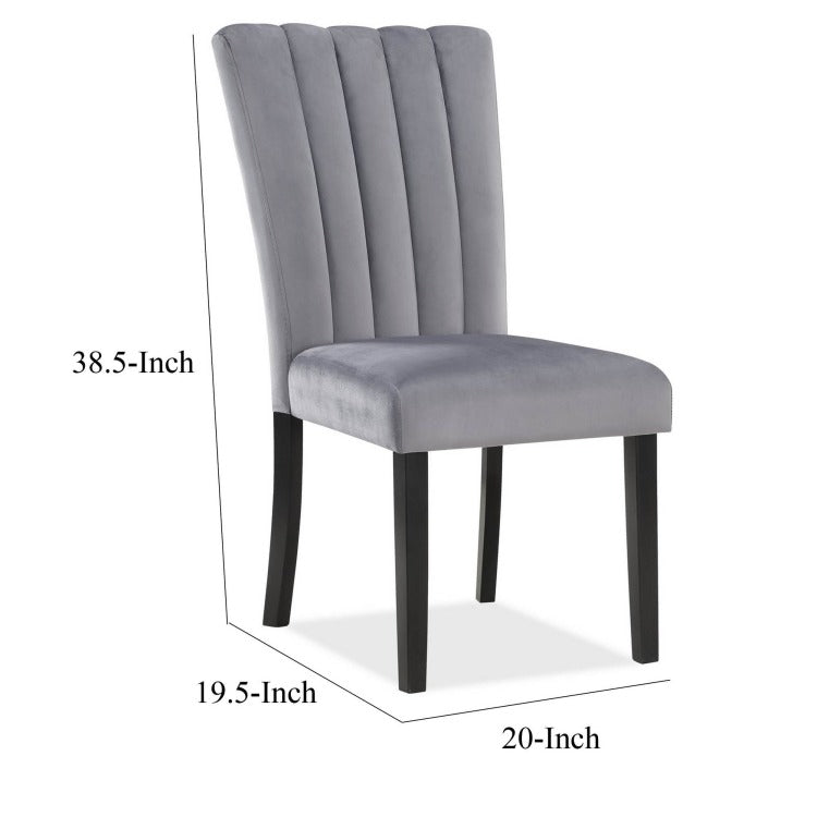 Marcus 20 Side Chair Set Of 2, Fabric Upholstery, Cushioned, Black, Gray