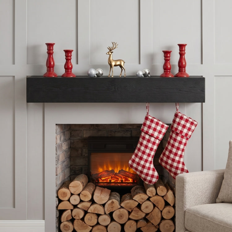 48'' Embossed Fireplace Mantel Western Red Cedar Wall Mounted & Floating Shelf For Home Decor