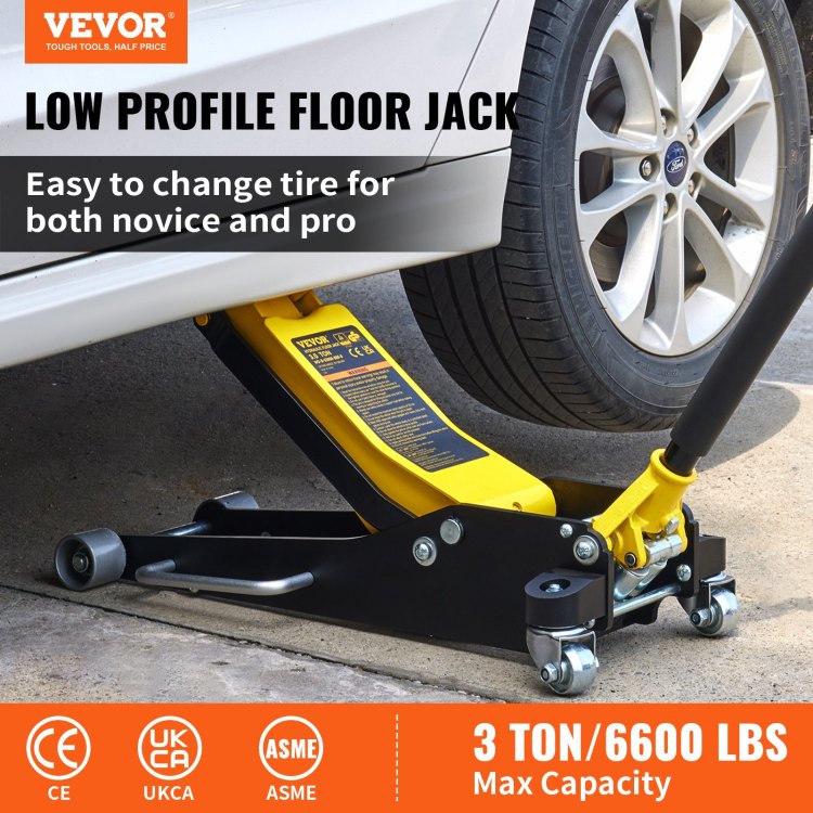 3 Ton Low Profile Aluminum Steel Racing Floor Jack Dual Pump Lift Car Auto