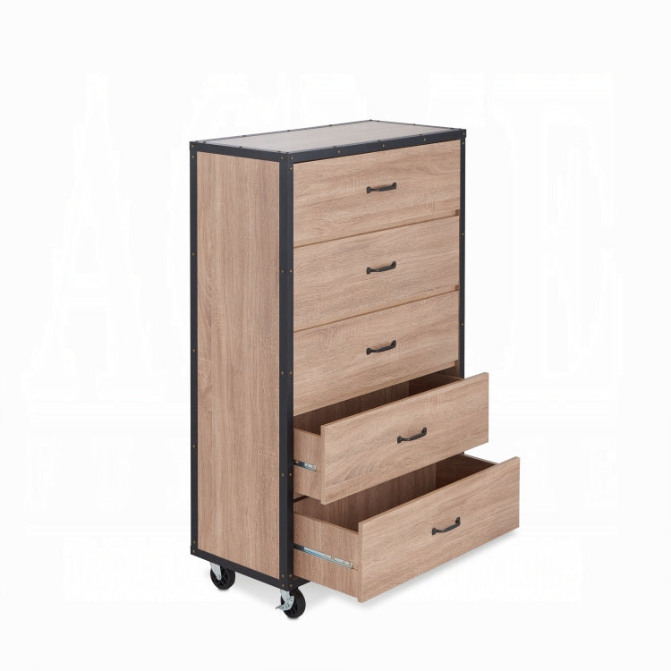 Weathered Light Oak 5 Drawer Chest