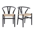 Two Wood Wishbone Dining Room Chairs Mid Century Modern Wooden For Your Beach House, Fully Assembled