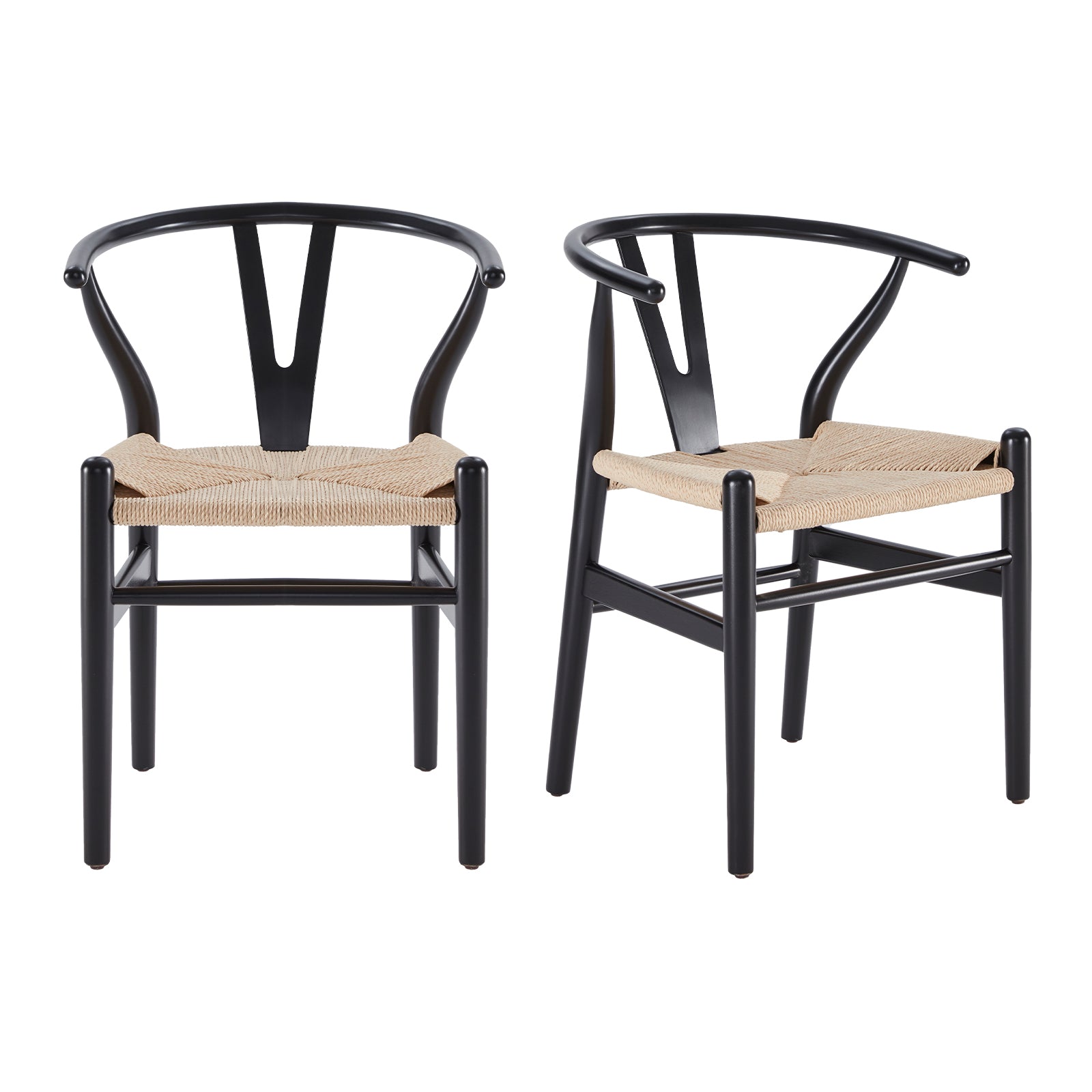Two Wood Wishbone Dining Room Chairs Mid Century Modern Wooden For Your Beach House, Fully Assembled
