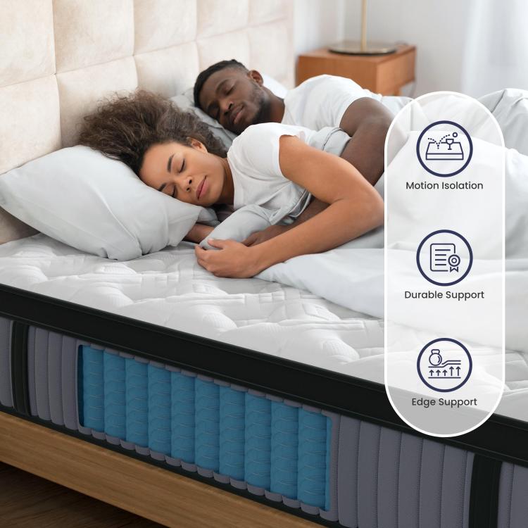 14 Inch Hybrid Mattress King Memory Foam & Pocket Spring Bed Cooling, Pressure Relief, Back & Hip Support Luxury Ergonomic Mattress