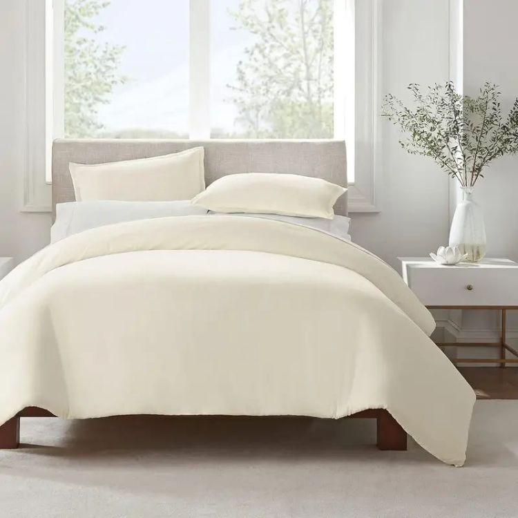 Serta Simply Clean Solid Duvet Cover Milk White King