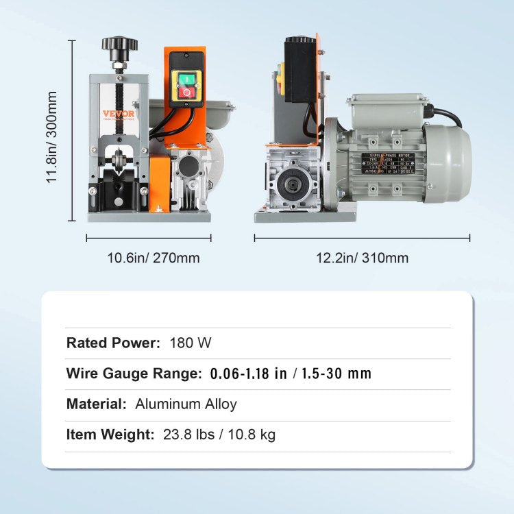 Automatic Wire Stripping Machine, 0.06'' 0.98'' Electric Motorized Cable Stripper, 180 W, 60 Ft Min Wire Peeler With Visible Stripping Depth Reference, For Scrap Copper Recycling