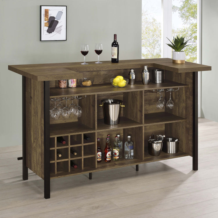 Lampton Rustic Oak Freestanding Home Bar
