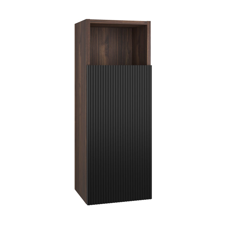Cc1014S110.309 Black & Walnut Bathroom Floating Side Cabinet, Wall Mounted Storage Cabinet For Small Space, Kd
