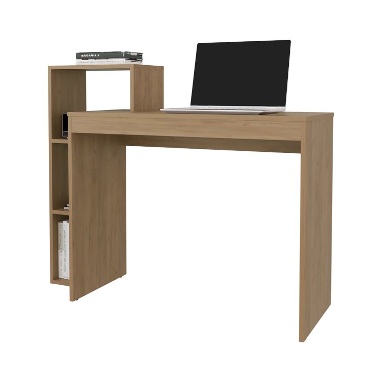 Natural Oak Computer Desk With Open Storage