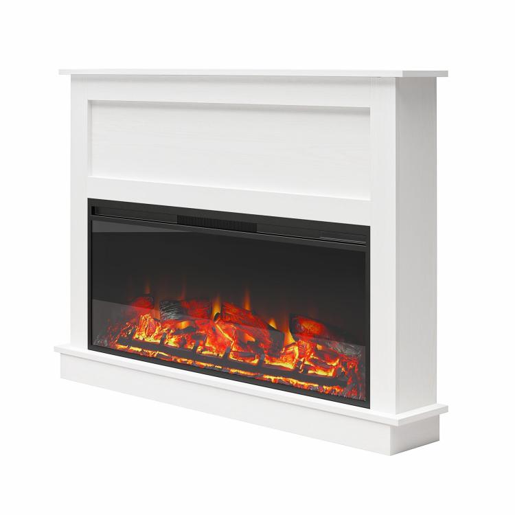 Ellsworth Wide Modern Electric Fireplace Insert With Mantel And Remote Control