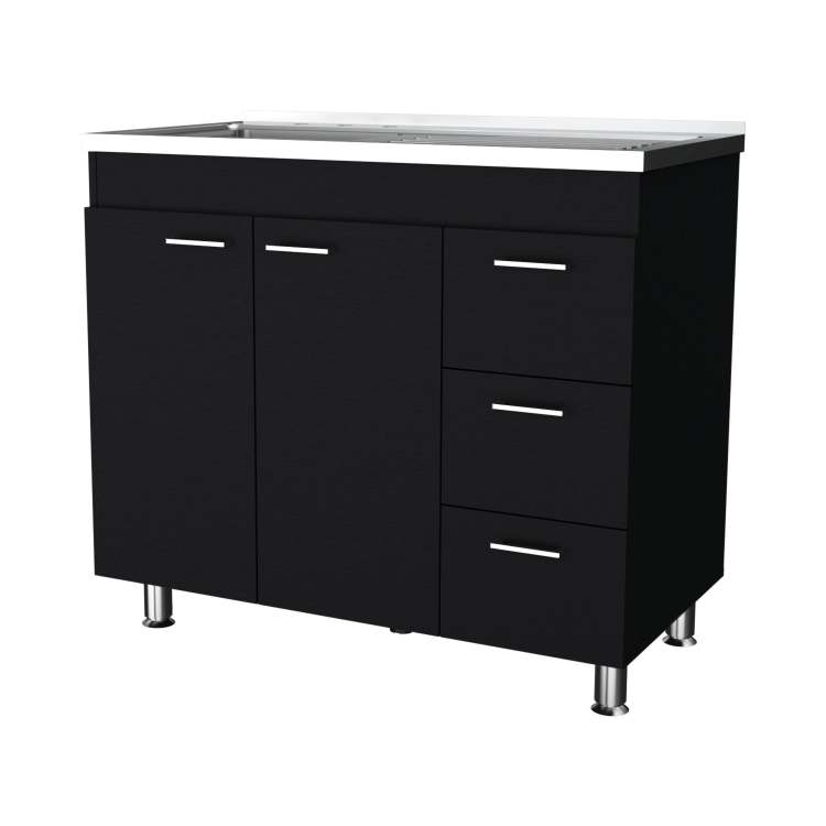 Wenge 2 Door 3 Drawer Kitchen Cabinet