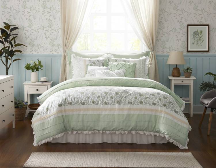 9 Piece Cotton Percale Comforter Set Queen