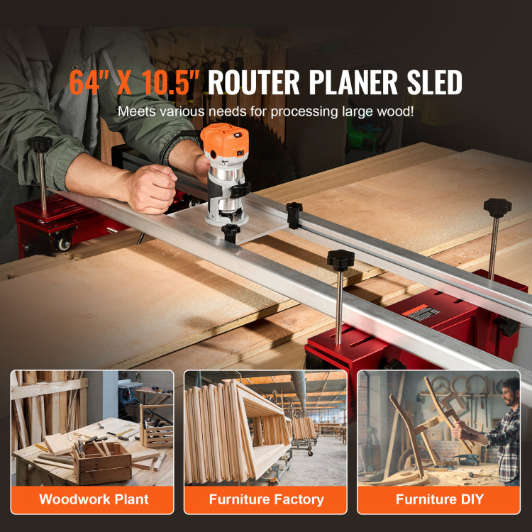 Router Sled Adjustable Wood Slab Flattening Mill Router Jig 64" Length