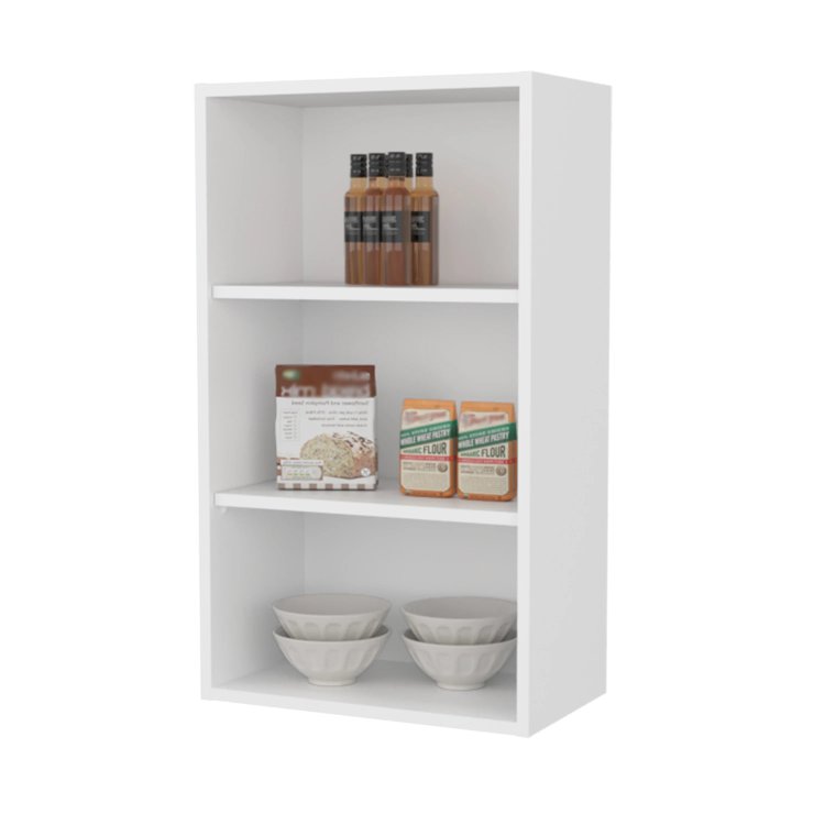 White Wall Cabinet With Open Storage