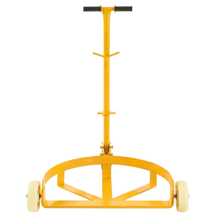 55 Gallon Drum Dolly, 1200Lbs Capacity, With 2 Fixed Pu Wheels And 1 Swivel Wheel Low Profile Steel Oil Drum Caddy Oil Barrel Drum Roller Hand Cart