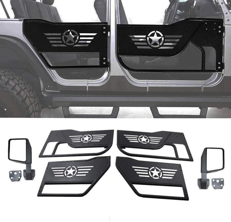 Off Road Steel Tubular Door With Side View Mirror For 2007 2018 Jeep Wrangler Jk 4 Door