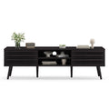 Mid Century Modern Tv Stands For Up To 70" Tv With Storage, Fluted Wood Tv Stand For Living Room, Boho Media Console, Entertainment Center With Cable Management