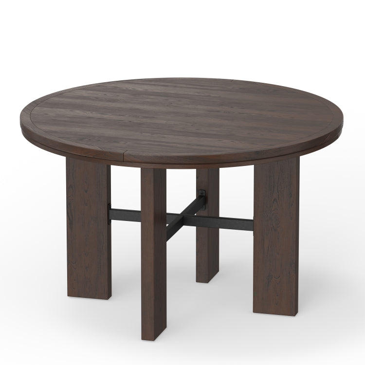 Gorman Dining And Game Table In Walnut Finish With Black Faux Leather Insert