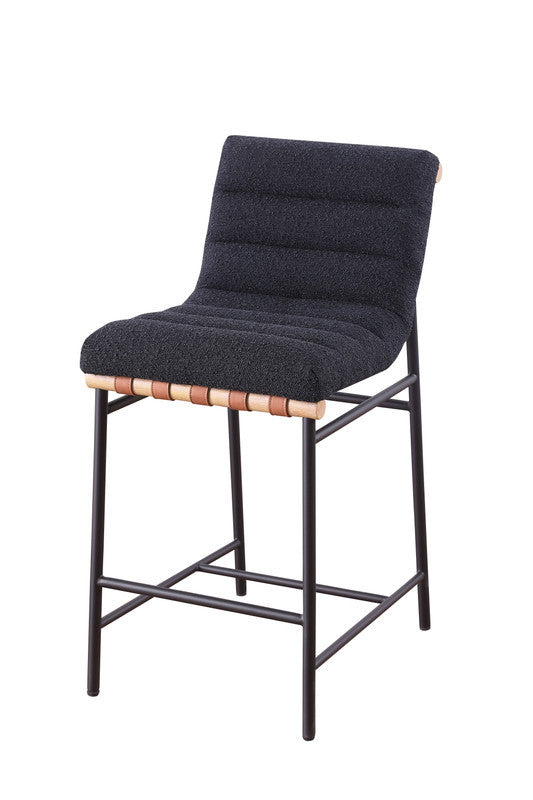 Liana 17.75"W Black Boucle Fabric Counter Height Chair
