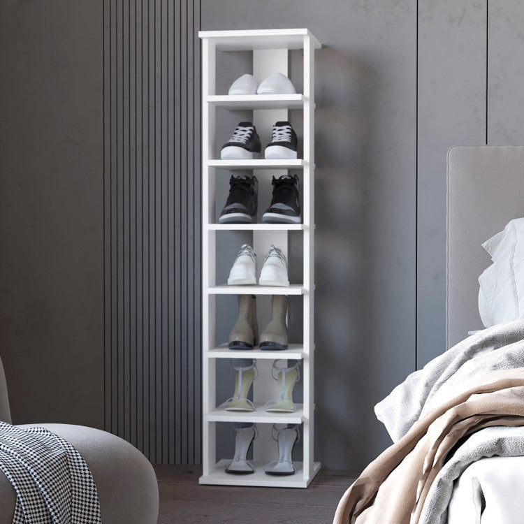 Ivonny 7 Tier Tall Vertical Shoe Rack, Freestanding Organizer With Open Shelves, White
