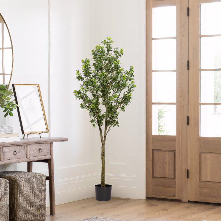 6Ft Artificial Tree Tall Lifelike Greenery Plant Realistic Faux Potted Tree With Natural Look Leaves For Indoor Home Office Living Room Bedroom Decoration ,1Pc Set