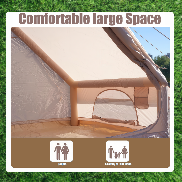 Inflatable Tent With Pump,Glamping Tents For 4 6 Person, Easy Setup 4 Season Waterproof Outdoor Tent,Waterproof Luxury Glamping Tent With 12 Mesh Window