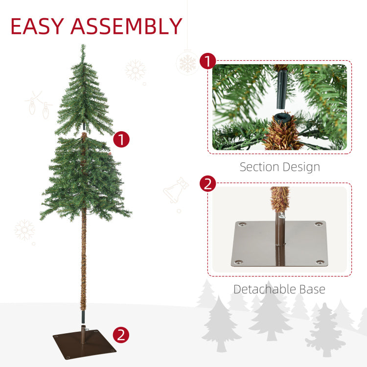 Homcom 6Ft Tall Prelit Pencil Artificial Christmas Tree Holiday D Cor With 442 Branches, 175 Warm White Or Colorful Led Lights, Steel Base