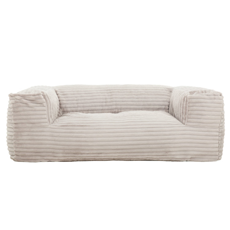71" Large Corduroy Memory Foam Bean Bag Sofa With Armrest, Living Room Plush Lounger Chair For Kids, Teen, And Adults, Beige