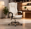 Massage Office Chair , Reclining Computer Chair With Adjustable Height And Footrest,White